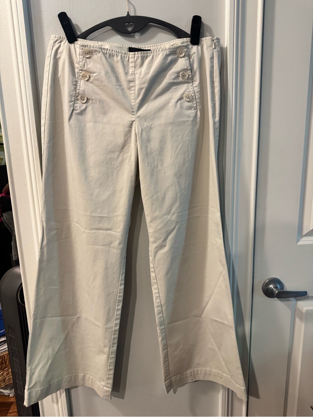 The Limited Cream Wide-Leg Button-Front Jeans